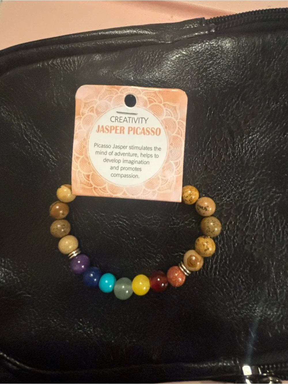 Jasper Picasso Beaded Chakra Stretch Bracelet - Multicolor